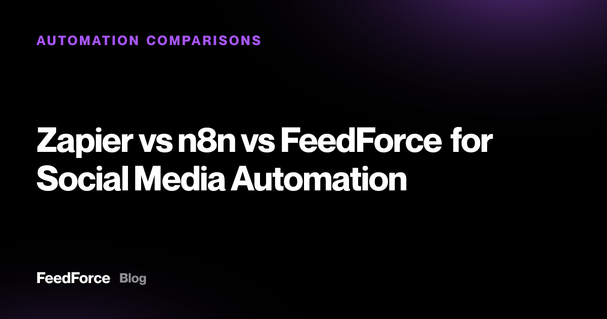 Zapier vs n8n vs FeedForce for Social Media Automation